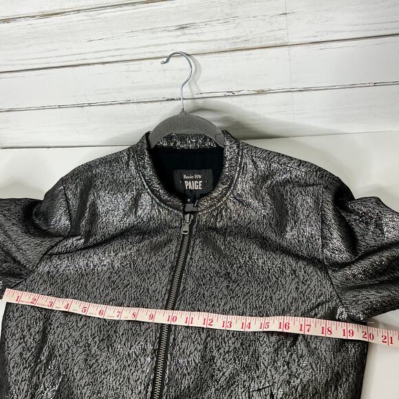 Rosie HW x PAIGE Kimi Bomber Jacket Gray Metallic Size Medium - Picture 5 of 9